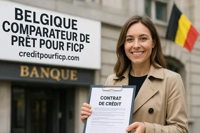 Façade d'une agence bancaire belge dans une rue de Bruxelles