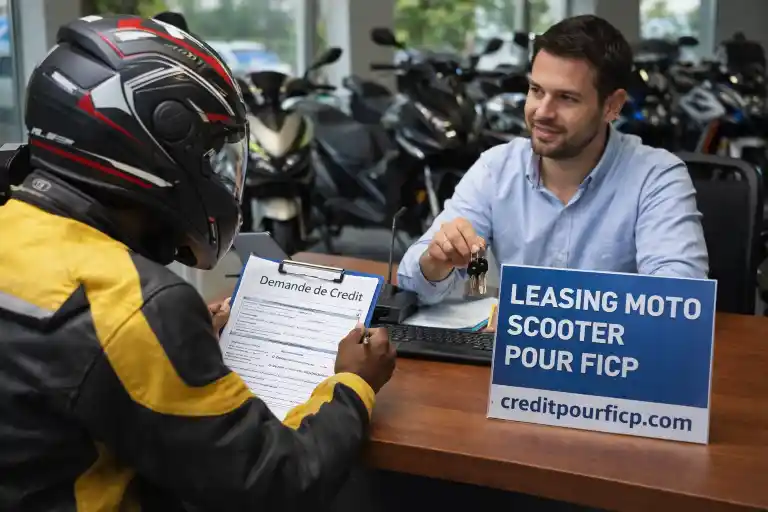 Scooter garé devant un concessionnaire avec un casque posé sur la selle