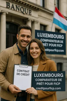 Quartier d'affaires de Luxembourg avec des salariés frontaliers à la sortie d'un train
