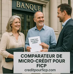 Conseillère sociale et particulier examinant ensemble un dossier de microcrédit autour d'un bureau